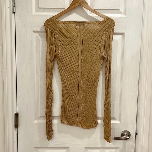 L’Academie Mavis Ribbed Knit Gold Sweater - Picture 5 of 13